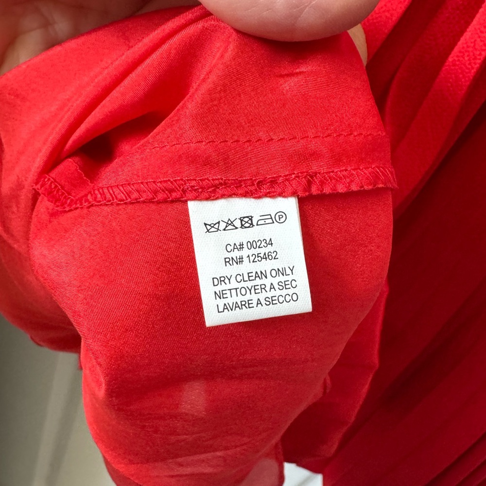 Halston Heritage Pleated Silk Red Swing Dress - Picture 8 of 9